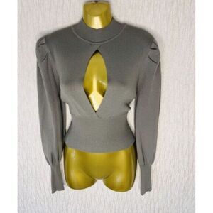 Zara sage green‎ sweater with keyhole
